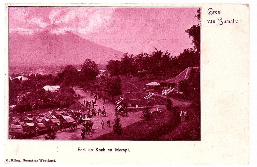 Ned Indië very early card  Fort de Kock & Merapi Sumatra, Ophalen of Verzenden, Voor 1920, Buiten Europa