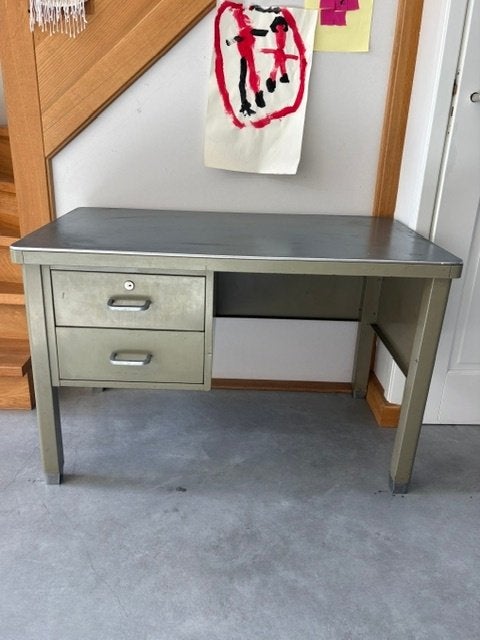 Vintage kinderbureau met draaistoel (Gispen-stijl) jaren 60, Ophalen