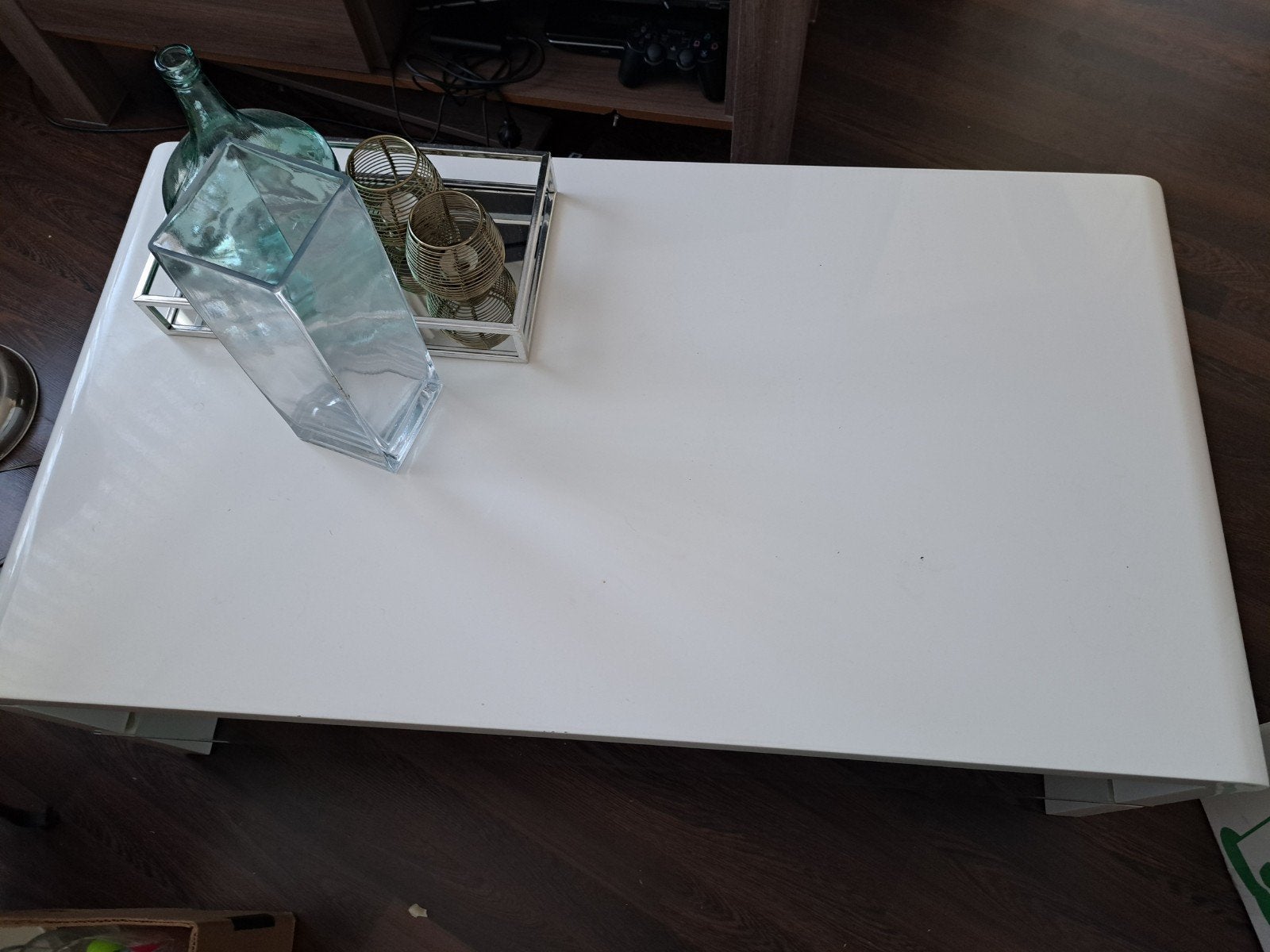 Witte salontafel, modern design, Ophalen, Overige materialen, Gebruikt, 100 tot 150 cm