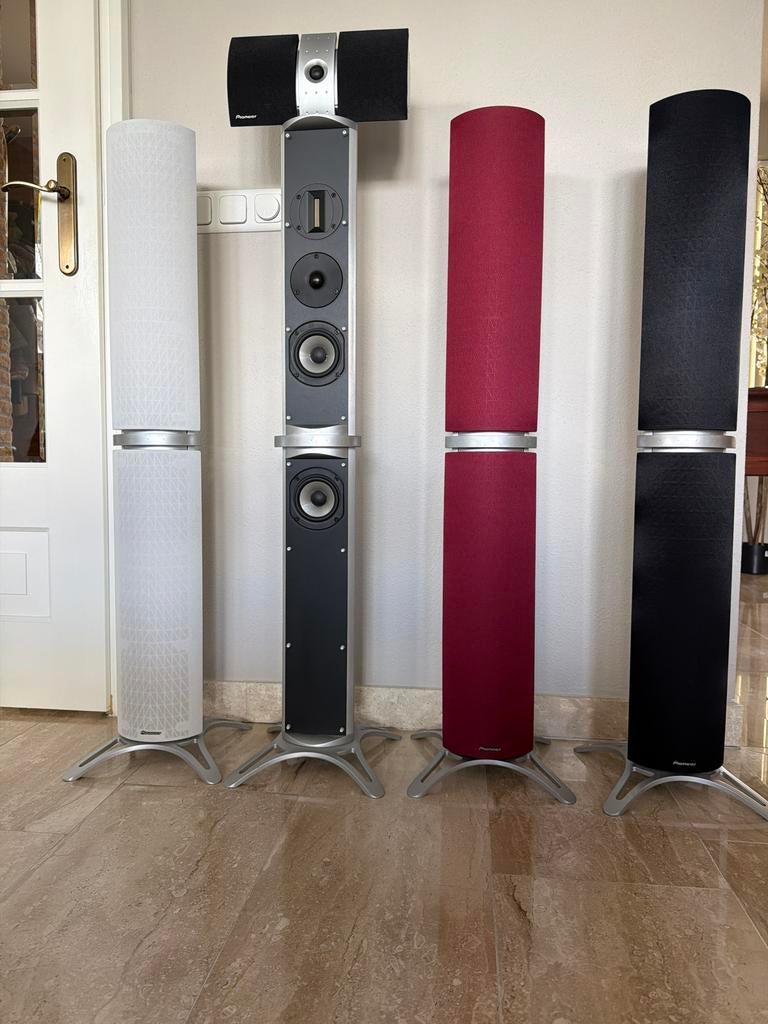 Pioneer S-ST70 Surroundset - 4 zuilspeakers + centerspeaker, Ophalen, Gebruikt, 120 watt of meer, Complete surroundset