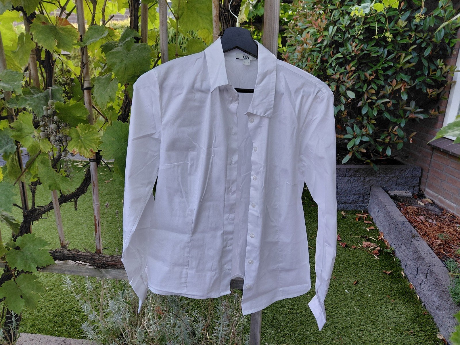 Witte blouse werkblouse dames horeca C&A maat s maat 36, Wit, Ophalen of Verzenden, Maat 36 (S), Gedragen