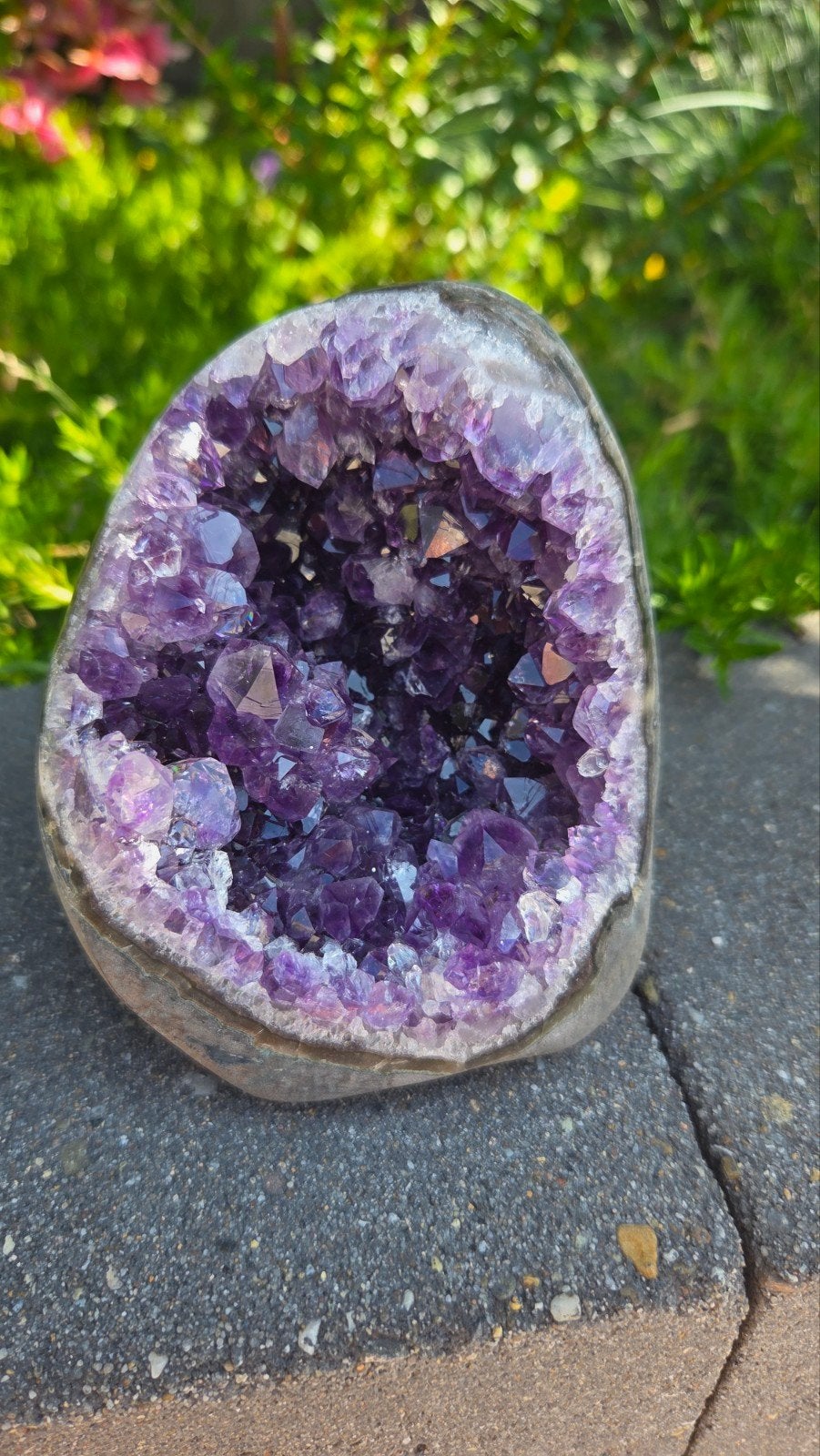 Prachtige Uruguay Amethist Geode - 800g, 10x9cm, Ophalen of Verzenden, Mineraal