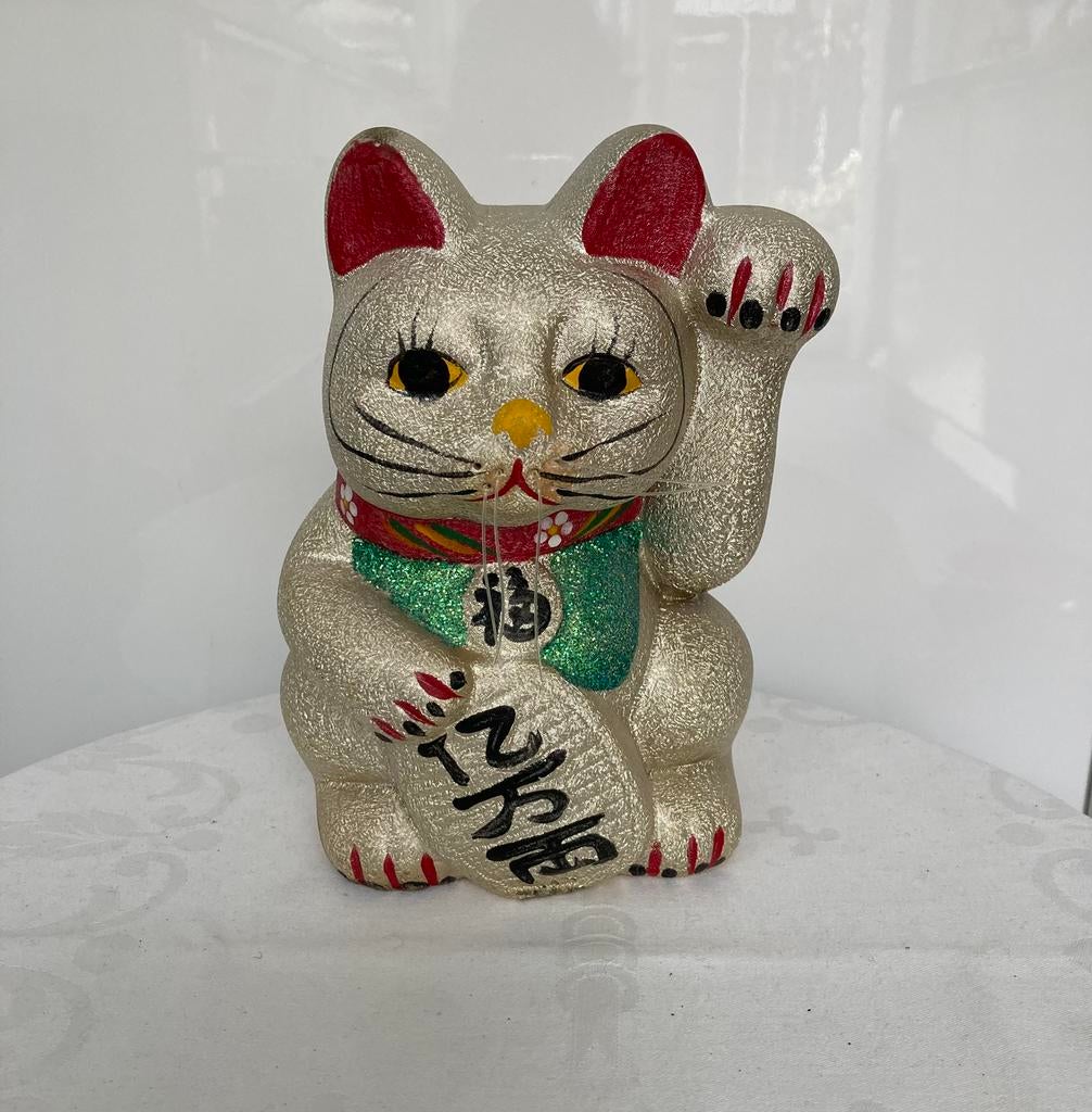 Vintage “Maneki Neko” /Gelukbrengende kat spaarpot Keramiek, Verzamelen, Ophalen of Verzenden, Gebruikt, Steen, Aardewerk of Keramiek
