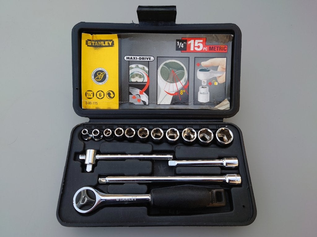 Stanley Doppenset 1/4" - 15-delig, Ophalen, Zo goed als nieuw, Sleutel/ratel, Stanley