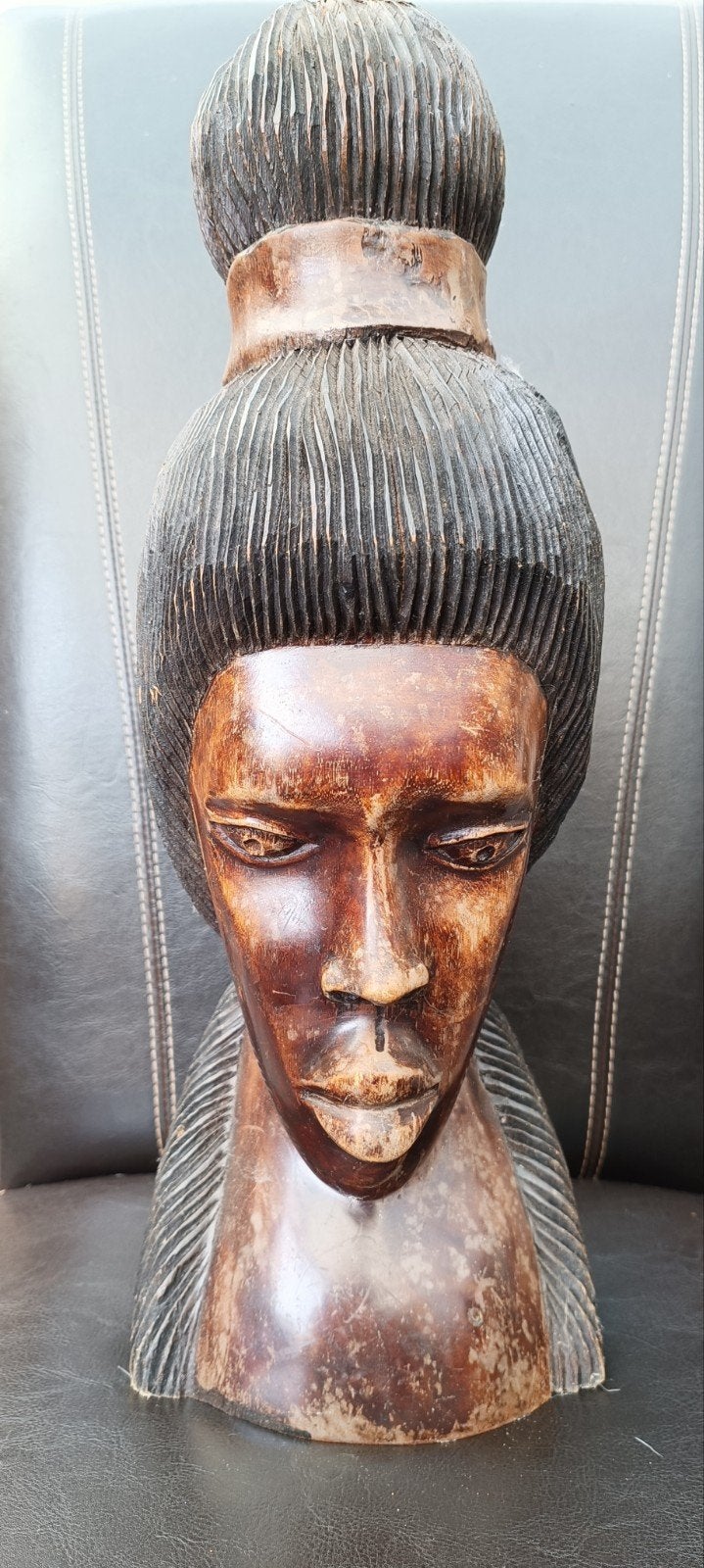 Afrikaanse houten buste beeld - Handgesneden kunst, Hout, Afrika, Ophalen of Verzenden, Beeld