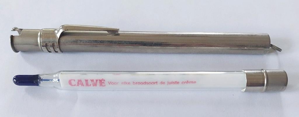 Calvé pindakaas reclame op thermometer ziekenhuis medisch, Ophalen of Verzenden, Zo goed als nieuw, Gebruiksvoorwerp