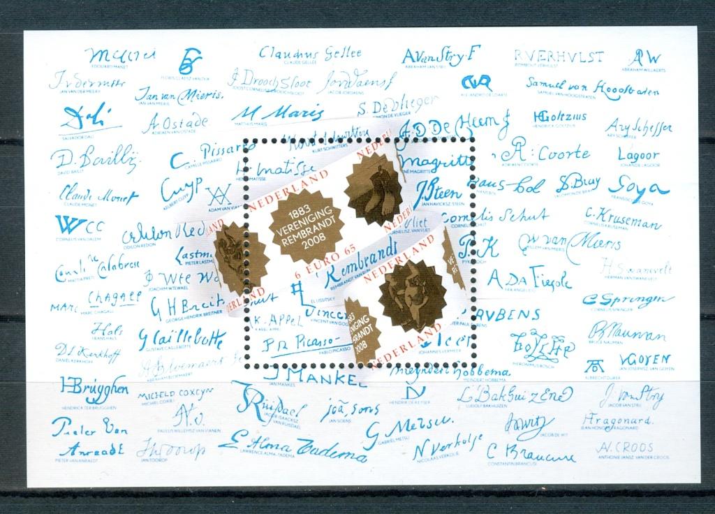 Ned. NVPH 2578 Blok125 jaar vereniging Rembrandt 2008, Postzegels en Munten, Ophalen of Verzenden, Na 1940, Postfris