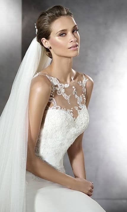 Elegante Trouwjurk pronovias prunelle met Kant en Open Rug, Ophalen, Gedragen, Wit, Trouwjurk
