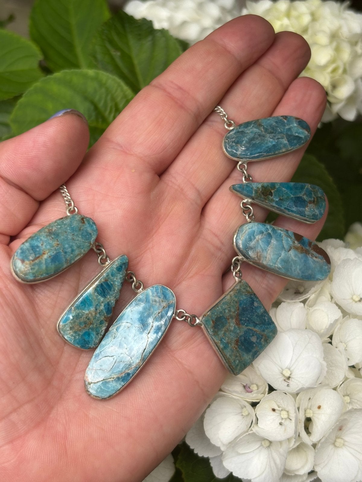 Handgemaakte Apatiet Edelsteen Ketting, Sieraden, Tassen en Uiterlijk, Kettingen, Blauw, Nieuw, Ophalen of Verzenden, Steen of Mineraal