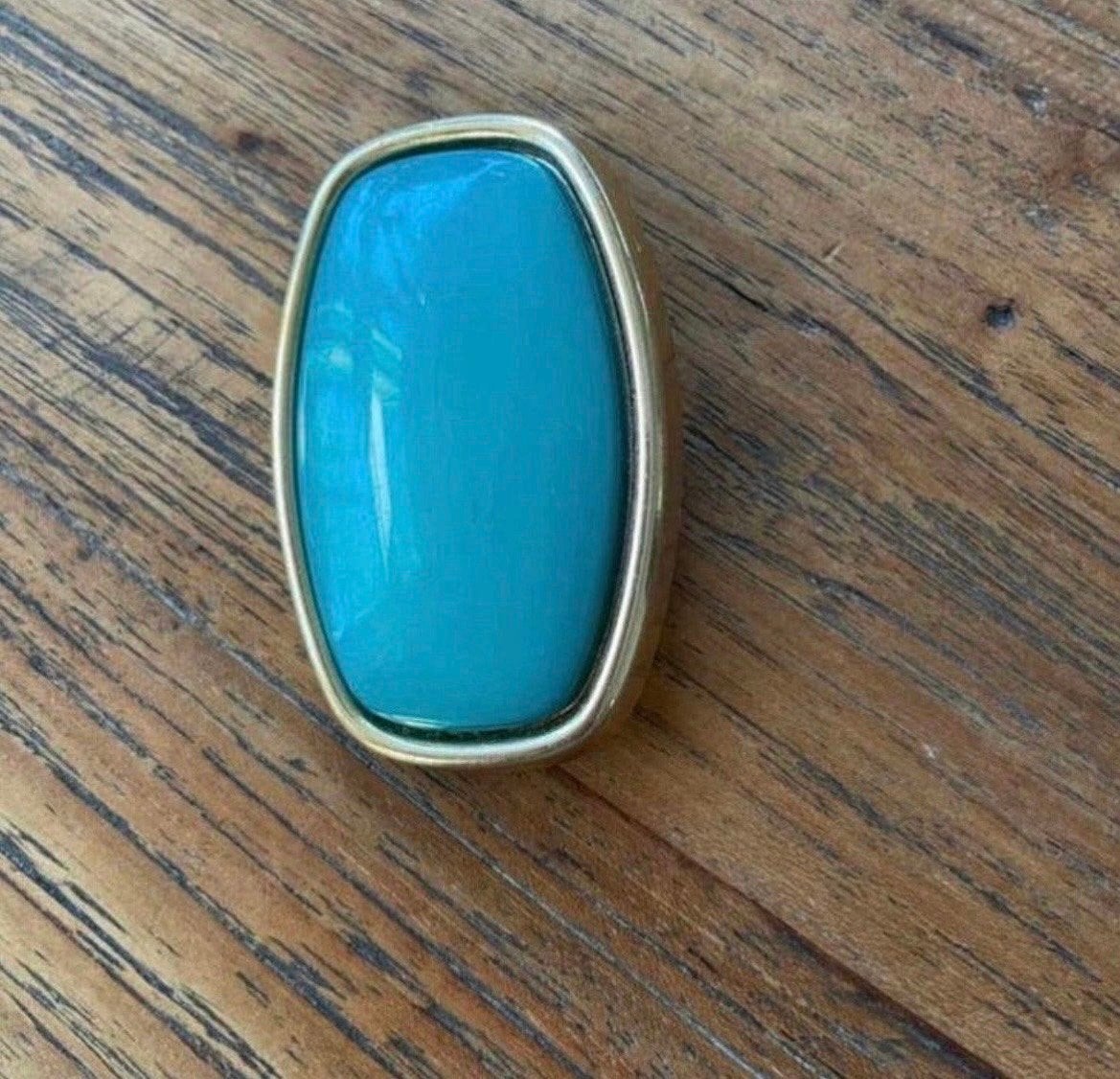 Vintage Broche met Turkooisblauwe Steen en Gouden Rand, Sieraden, Tassen en Uiterlijk, Broches, Overige materialen, 4 tot 7 cm