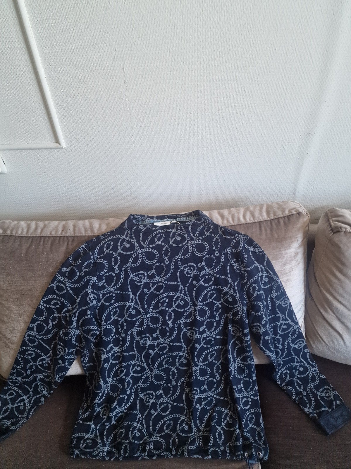 HV Society trui met kettingprint - Maat 38, Maat 38/40 (M), Blauw, HV Society, Ophalen of Verzenden