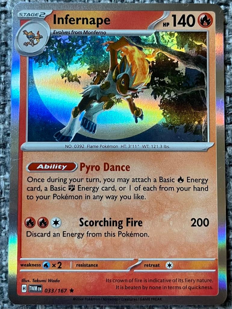 Holo Pokémonkaart Infernape • Twilight Masquerade (033/167), Hobby en Vrije tijd, Verzenden, Nieuw, Losse kaart