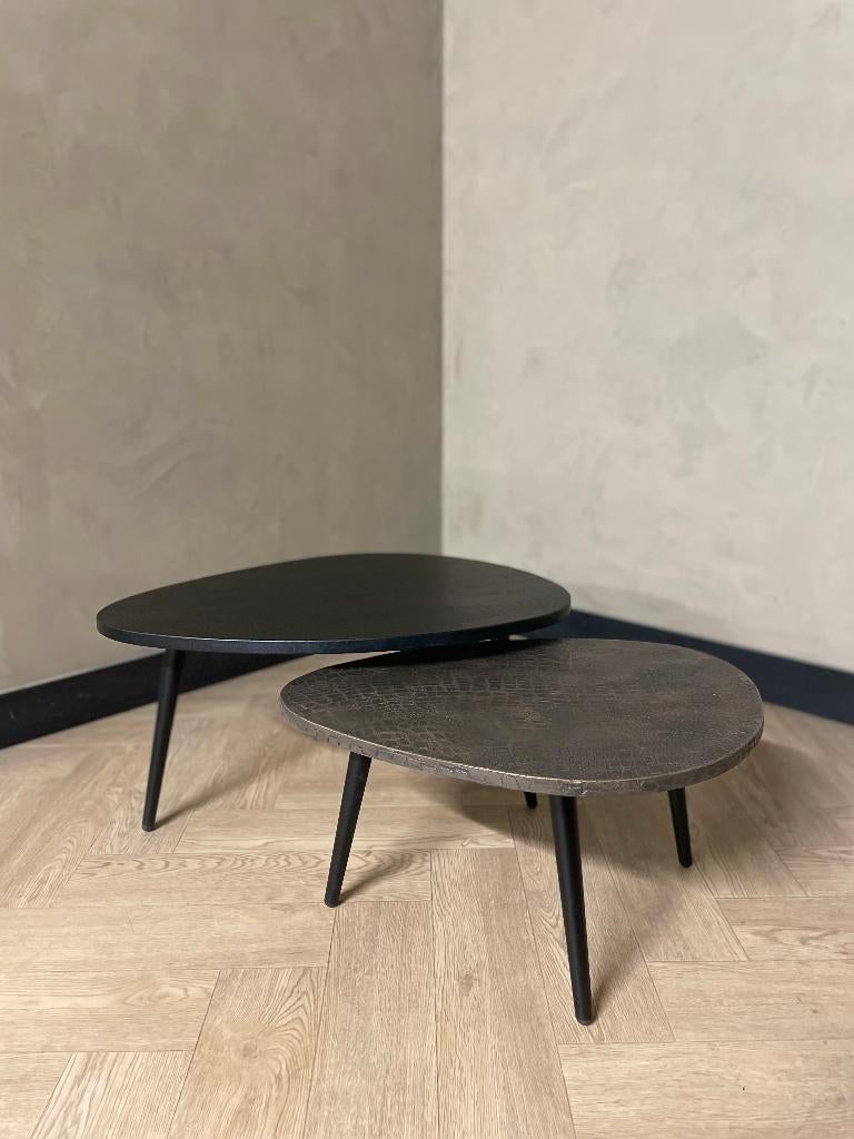 Ronde en organische salontafels | Eikenhout & Crocostructuur, 50 tot 100 cm, Rond, Nieuw, Minder dan 50 cm