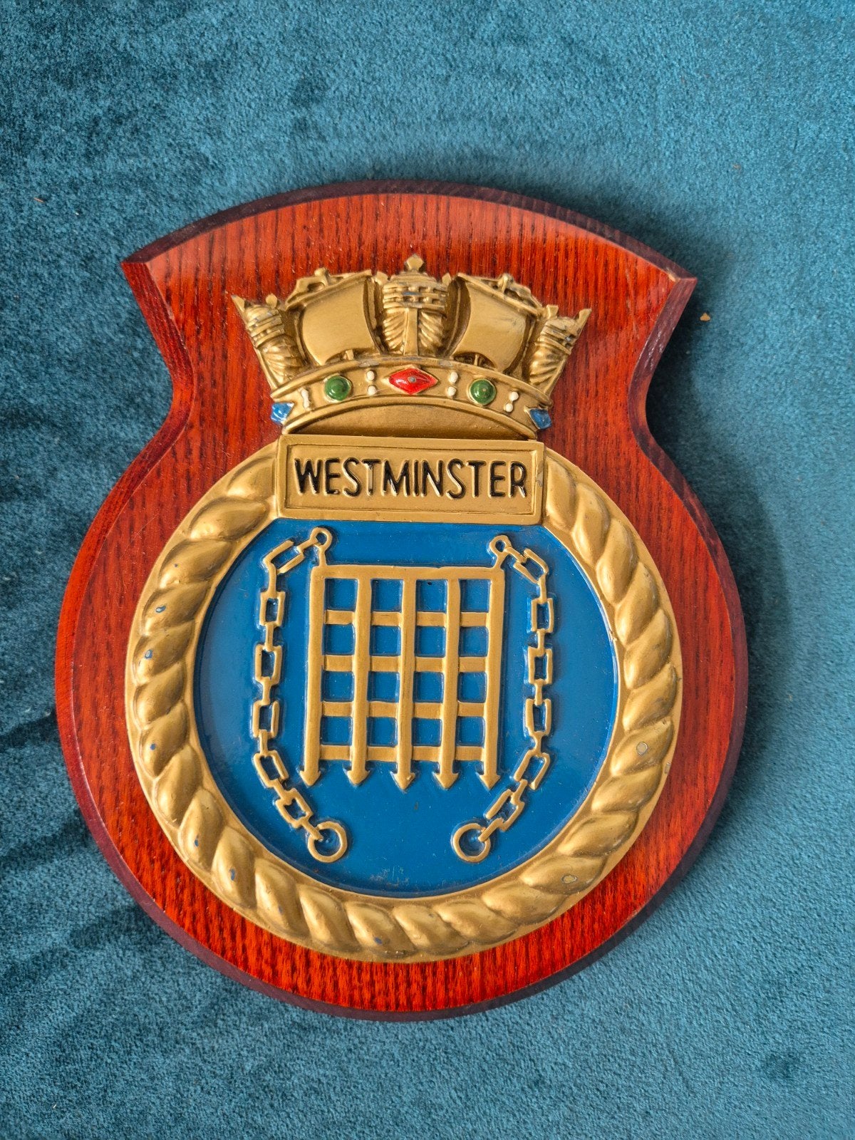 Wapenschild HMS Westminster Royal Navy F237, Ophalen of Verzenden, Marine, Engeland, Embleem of Badge