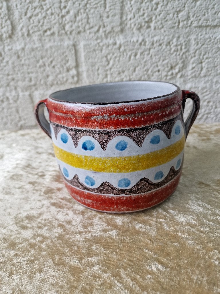 Vintage Ceramiche De Simone Bloempot Italië MCM, Rond, Ophalen of Verzenden, Aardewerk, Minder dan 40 cm