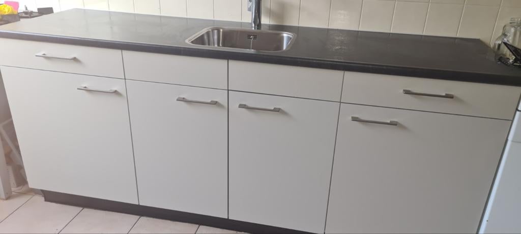 Bruynzeel Keukenblok met spoelbak - 212x85cm, Ophalen of Verzenden, Wit, Enkelwandige keuken
