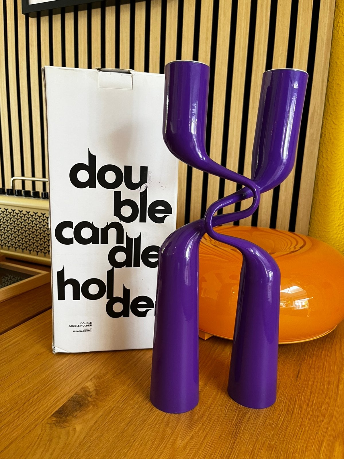 Double Candle Holder - Mikaela Dörfel design, Overige merken, Paars, Ophalen of Verzenden, Zo goed als nieuw
