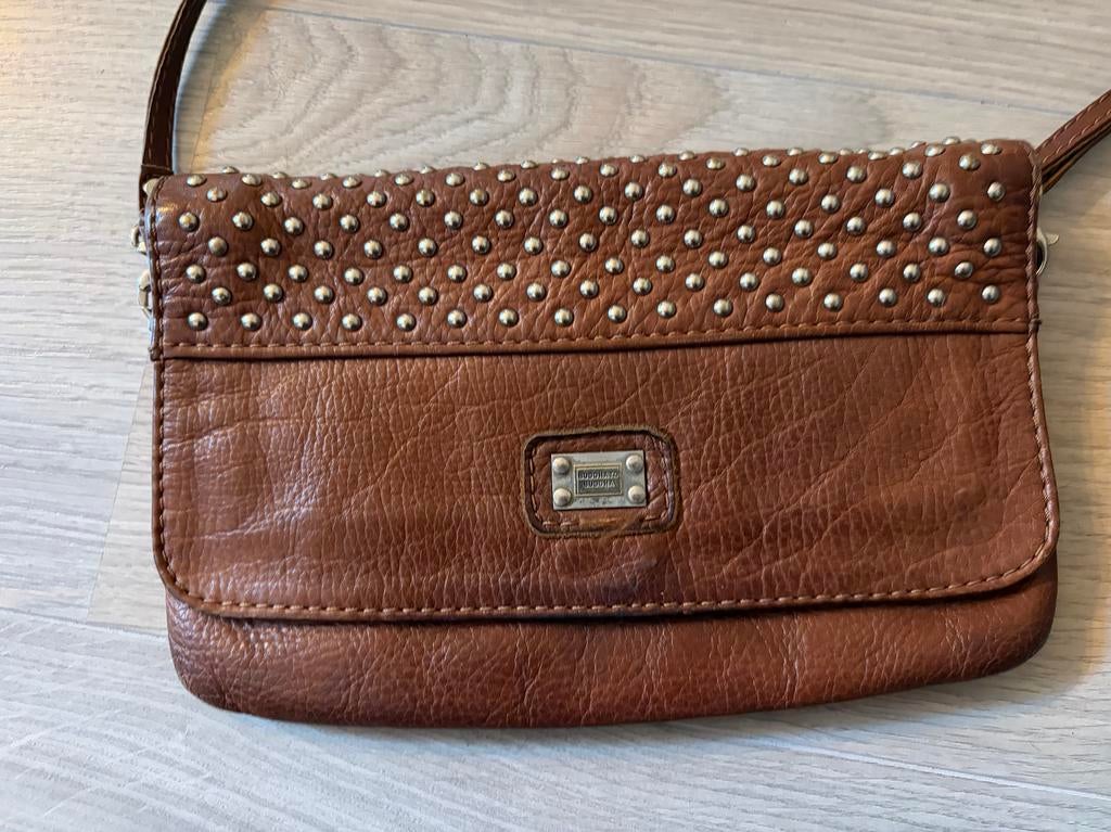 Leren bruine Buddha to Buddha tas met studs, Ophalen of Verzenden, Gebruikt, Bruin, Avondtasje