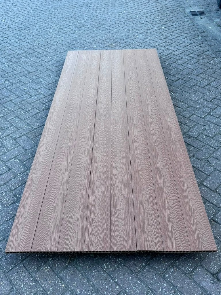 Composiet WPC vlonderplank lichtbruin teak 15 x 2.3 x 290, Ophalen of Verzenden, Nieuw, Composiet
