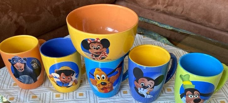 Disney Mokken en Kom - Baloo, Pinokkio, Pluto, Mickey, Goofy, Ophalen, Gebruikt, Overige merken, Keramiek