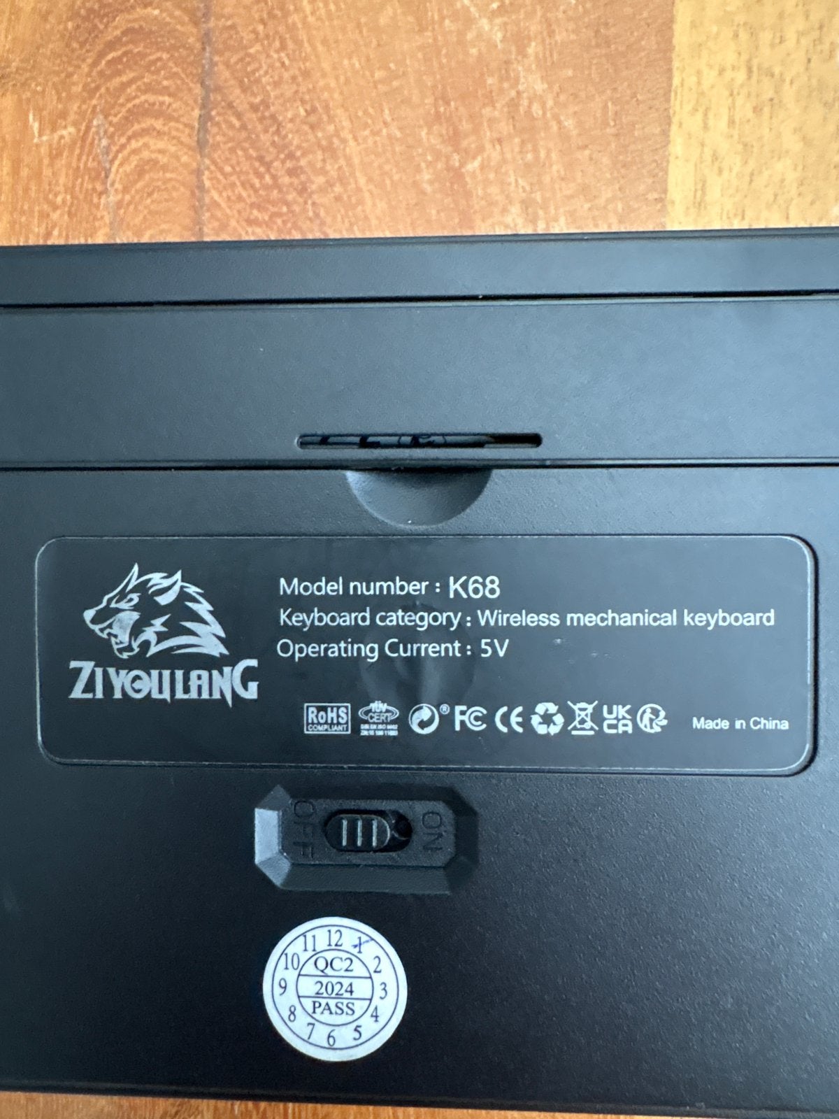 Ziyoulang K68 Draadloos Mechanisch Toetsenbord Qwerty, Draadloze ontvanger, Ophalen of Verzenden, Zo goed als nieuw, Draadloos