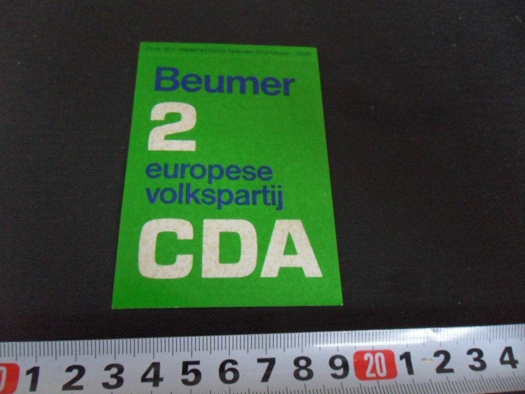 sticker Politiek CDA  Europese Volkspartij  BEUMER 2 *, Ophalen of Verzenden, Zo goed als nieuw