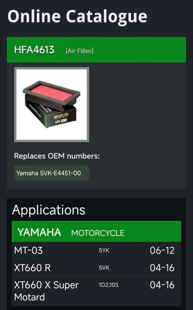 Nieuwe Hiflo HFA4613 luchtfilter voor Yamaha, Motoren, Onderdelen | Yamaha, Ophalen of Verzenden, Nieuw
