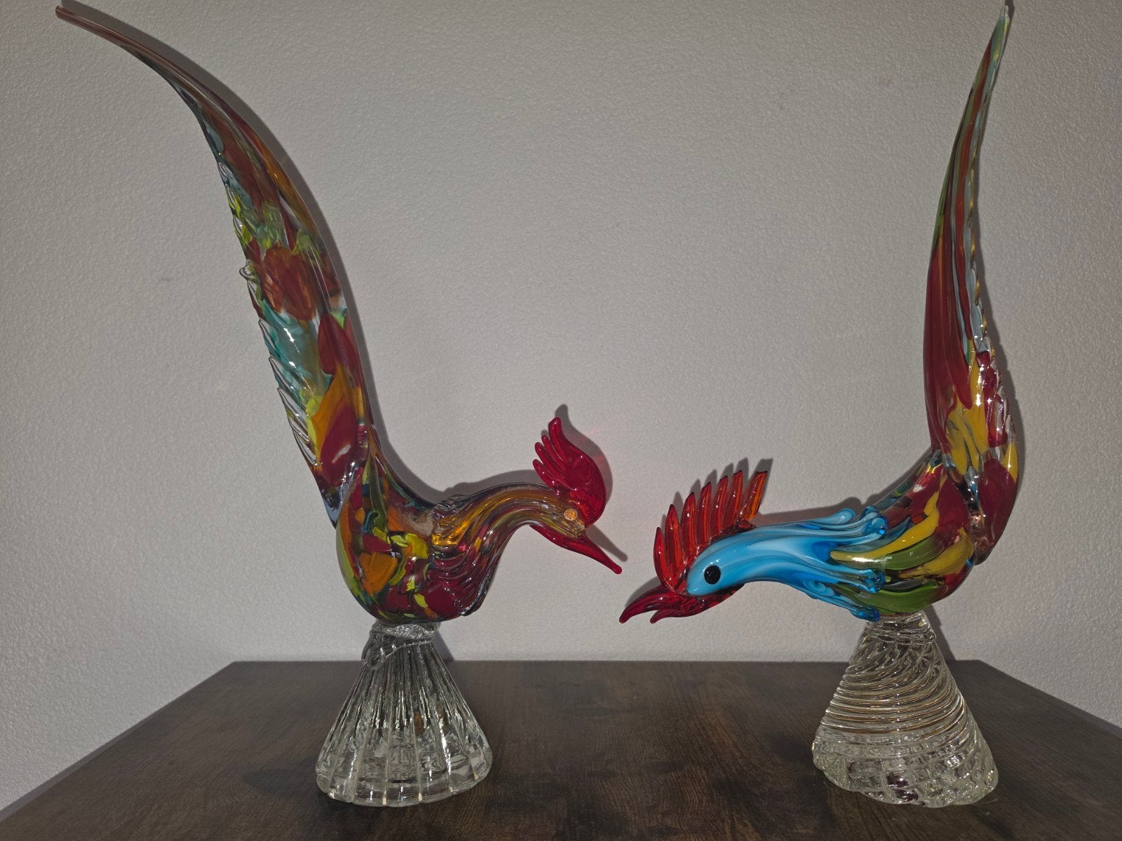 Set Prachtig paar Murano glazen hanen - Handgemaakt, Ophalen of Verzenden