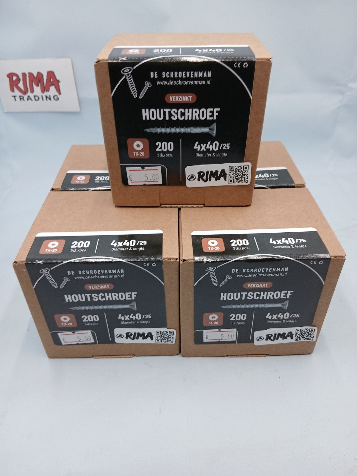 Verzinkte Houtschroeven 4x40/25 TX-20 - 200 stuks per doos, Doe-het-zelf en Verbouw, Ophalen of Verzenden, Nieuw, Minder dan 50 mm