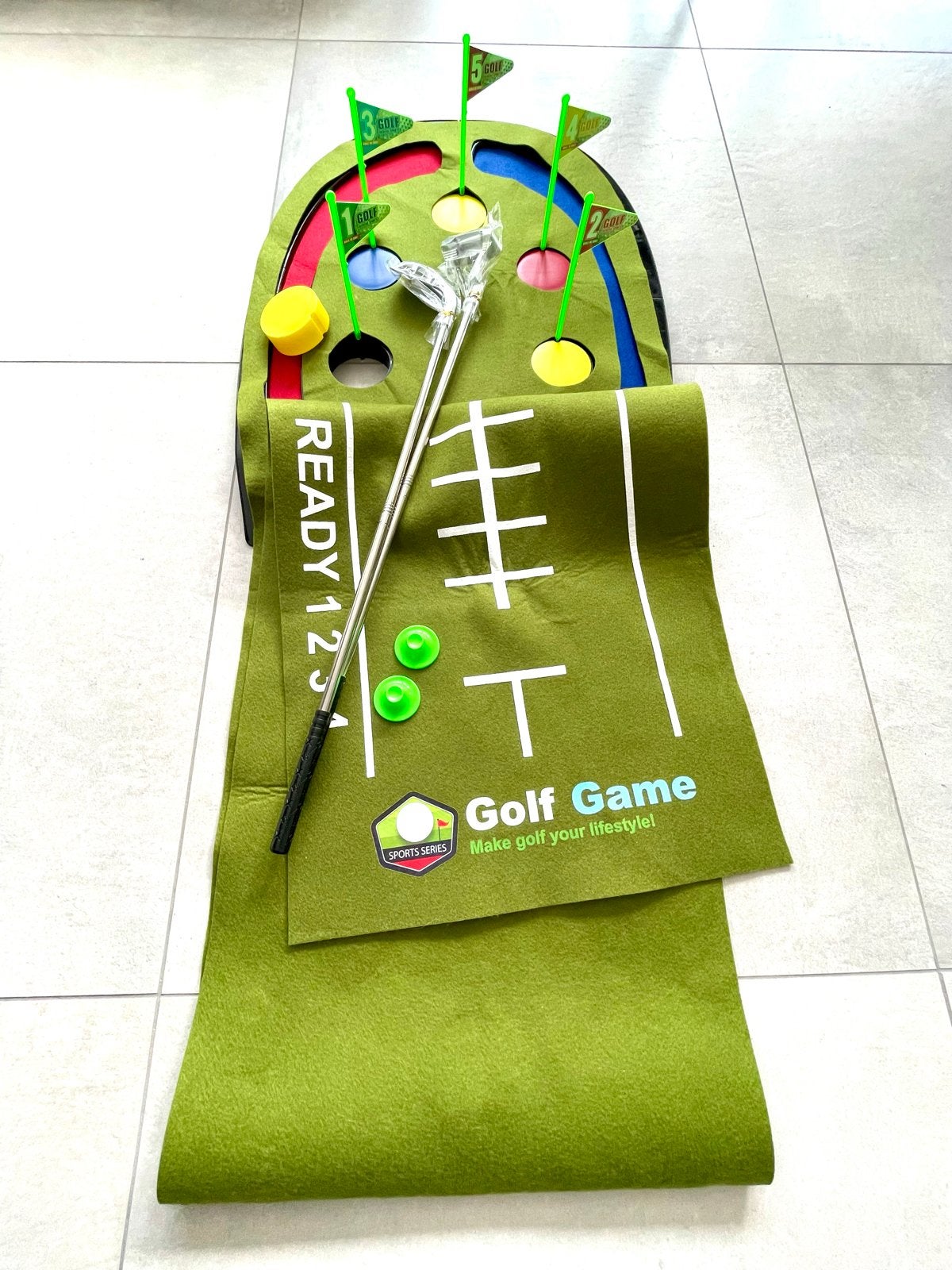 Golf Putting Mat met Clubs en Accessoires, Ophalen of Verzenden, Zo goed als nieuw, Overige typen, Overige merken