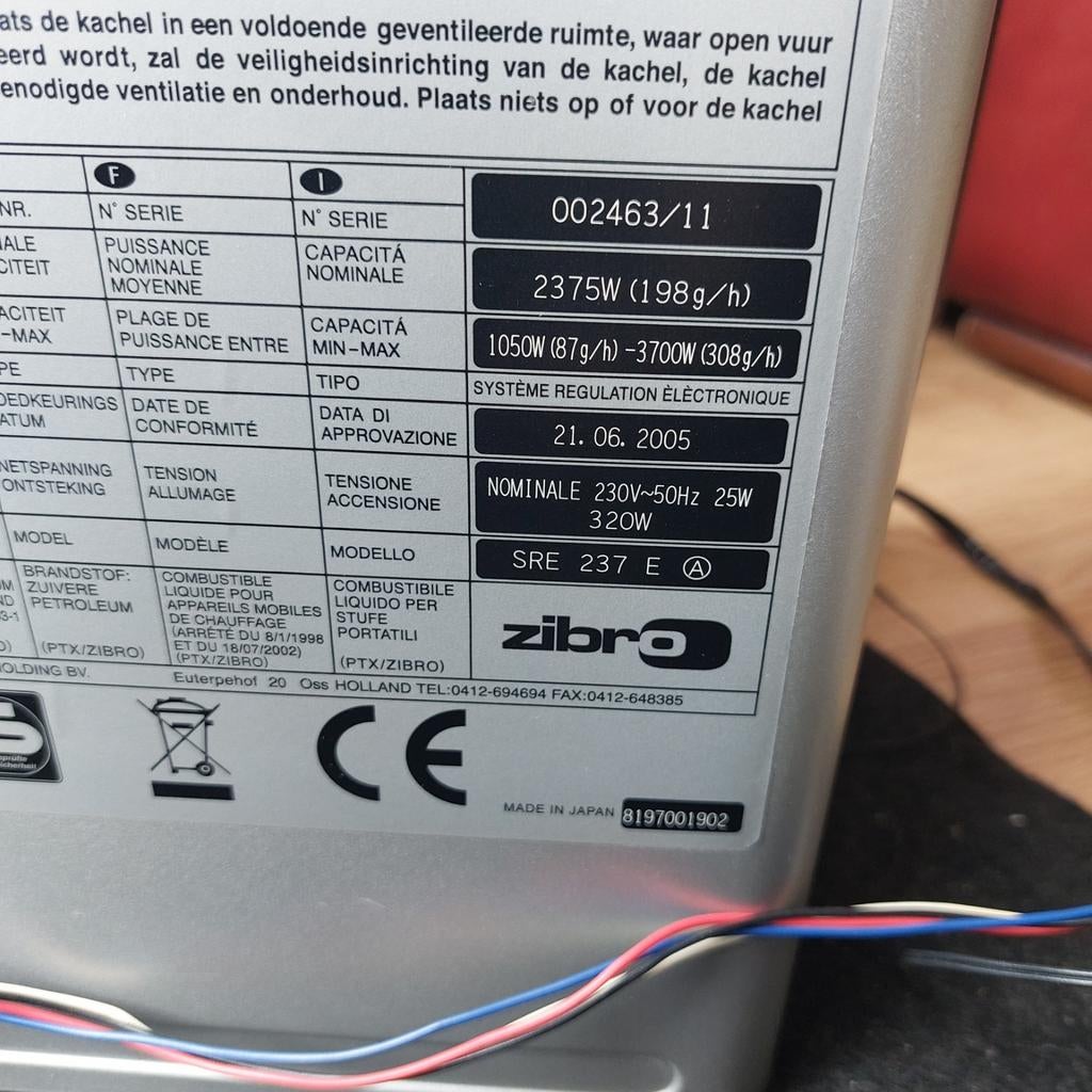 Zibro laserkachel SRE 237 E, Ophalen, Overige brandstoffen, Petroleumkachel