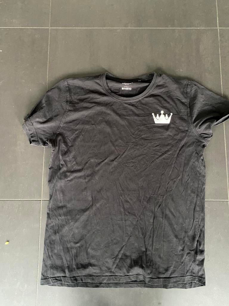 Zwart tshirt met opdruk The King van Identic, maat L, Ophalen of Verzenden, Gedragen, Maat 52/54 (L), Zwart