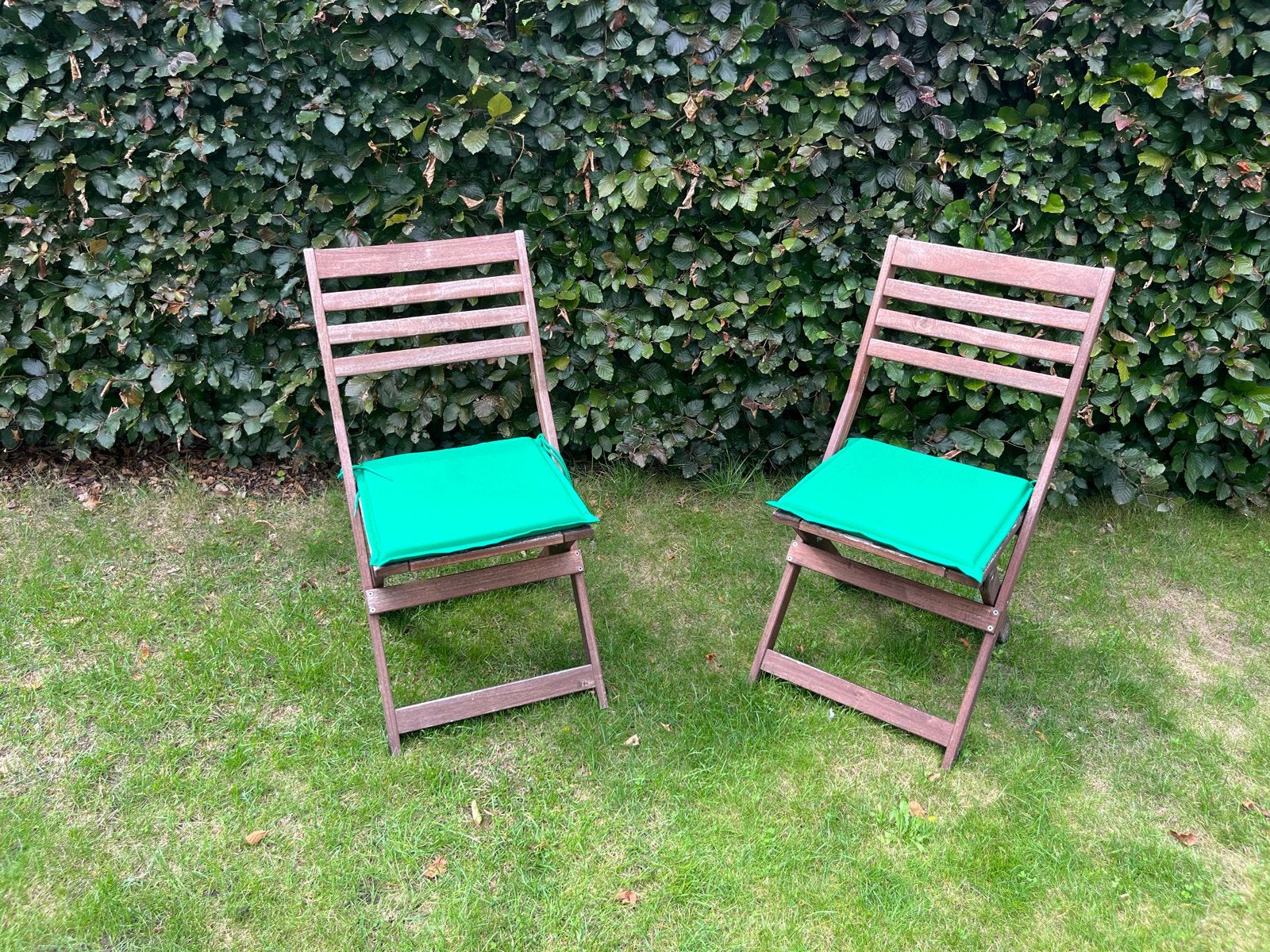Ikea Applaro / nammaro 2 inklapbare tuinstoelen met kussens, Ophalen, Gebruikt, Hout, Inklapbaar