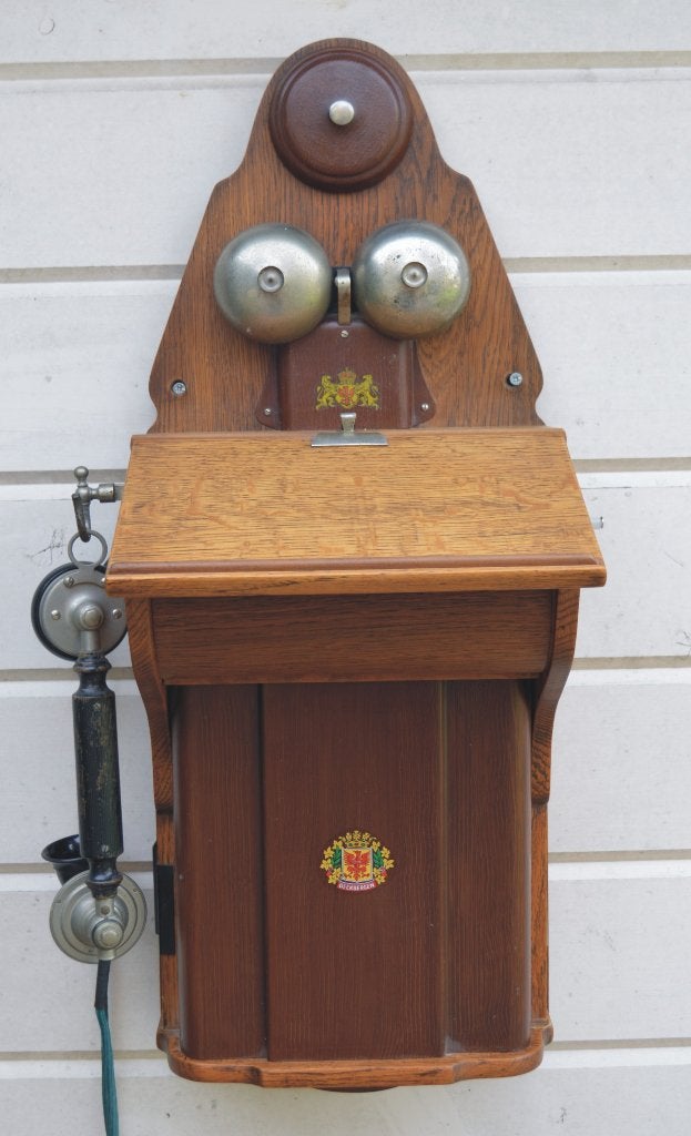 Zeer oude antieke lessenaar telefoon + bel + slinger, Antiek en Kunst, Ophalen