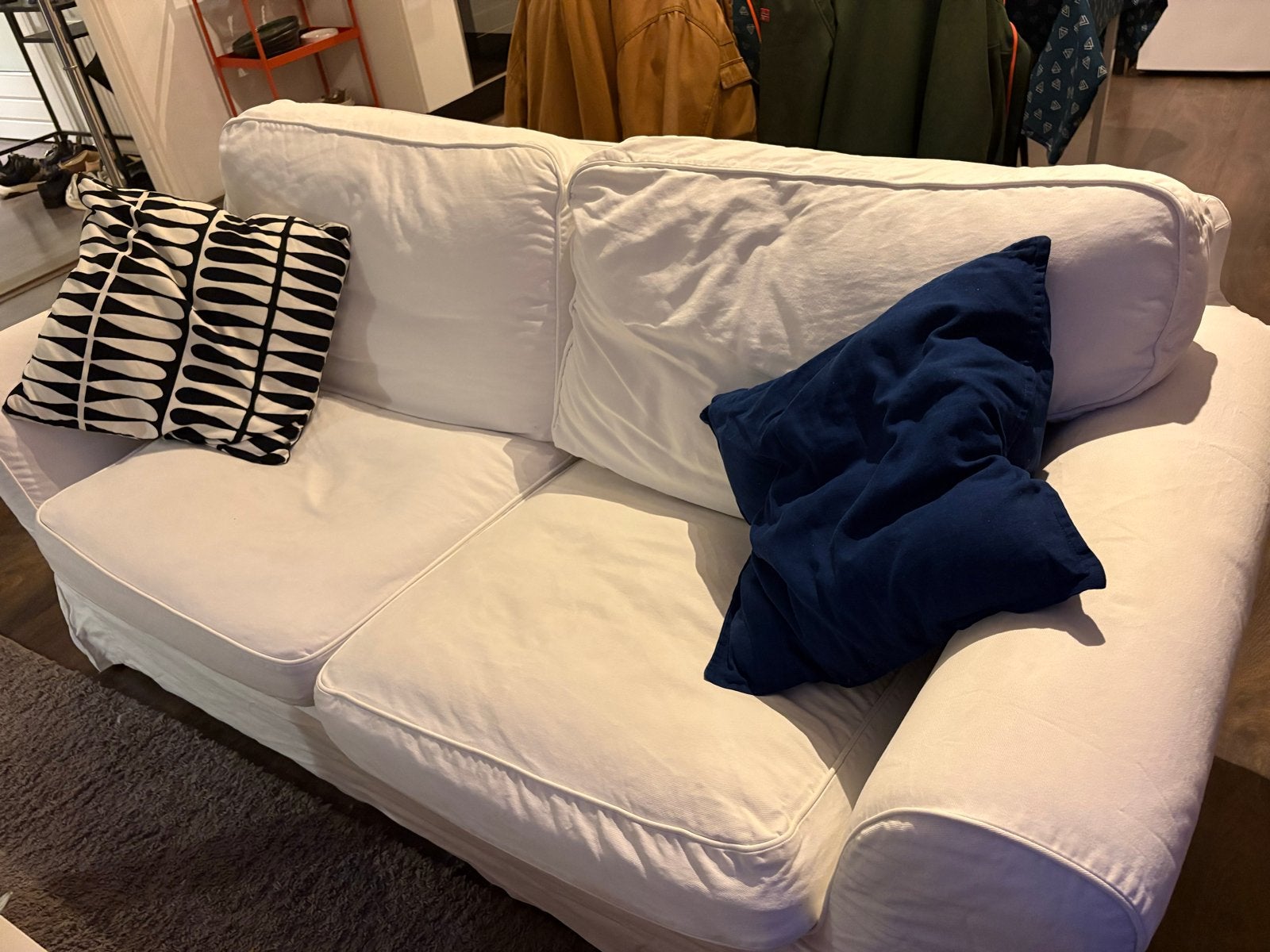 Witte IKEA bank - Afneembare hoezen - 175x85x75 cm, Ophalen, Gebruikt, 150 tot 200 cm, Tweepersoons