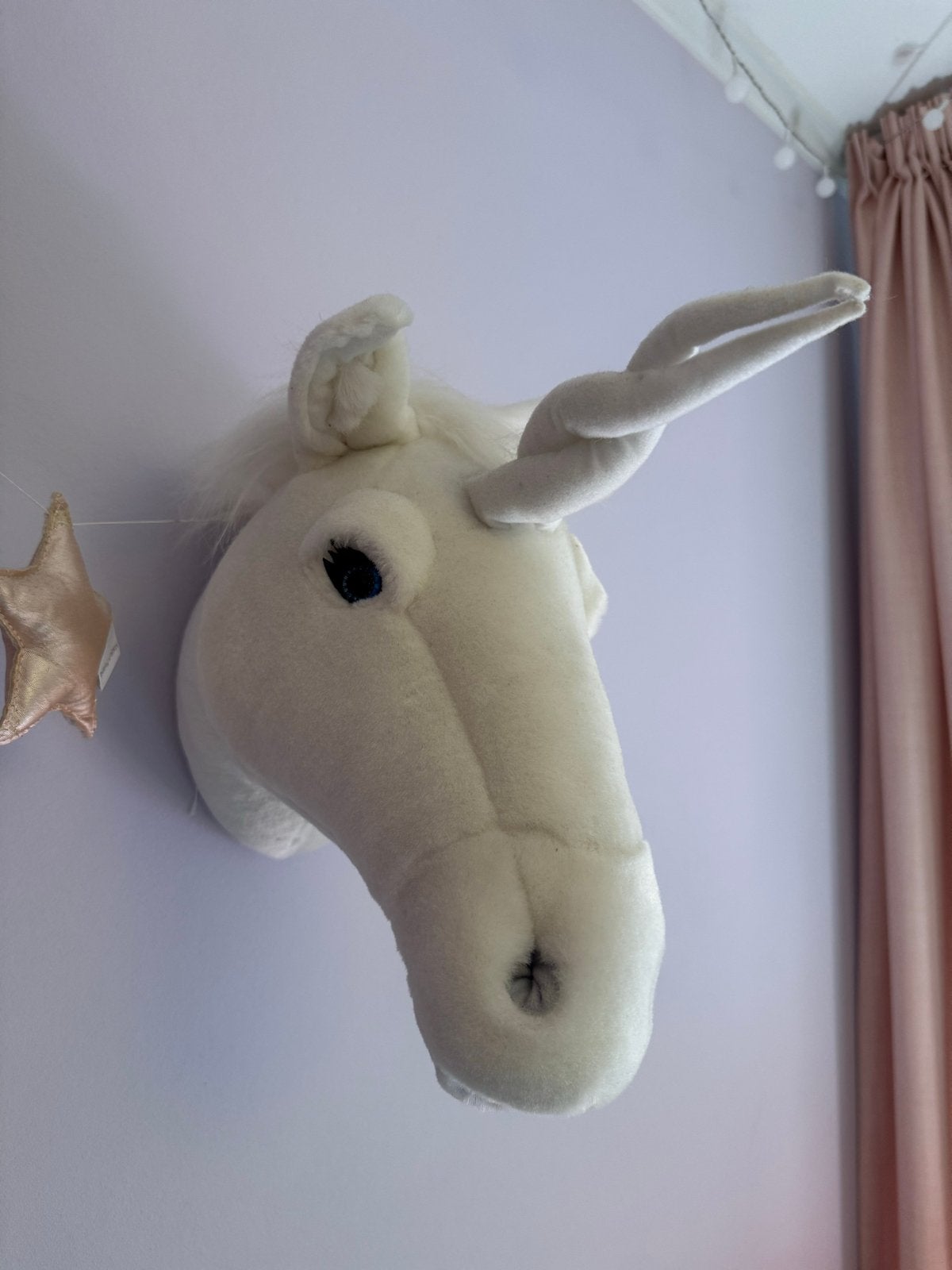 Eenhoorn wanddecoratie pluche, Kinderen en Baby's, Speelgoed | Knuffels en Pluche, Ophalen, Eenhoorn, Zo goed als nieuw, Middelgroot (20 tot 80 cm)