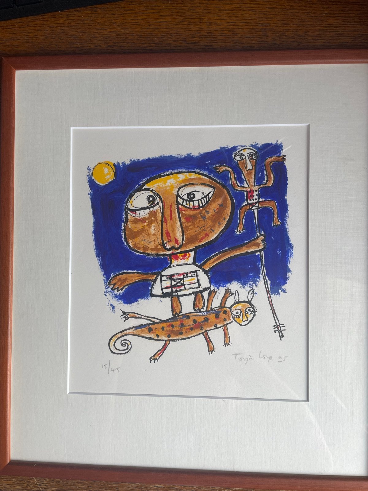 Gesigneerd en genummerde zeefdruk van Toyin Loye., Antiek en Kunst, Met glas, Ophalen of Verzenden, Zeefdruk