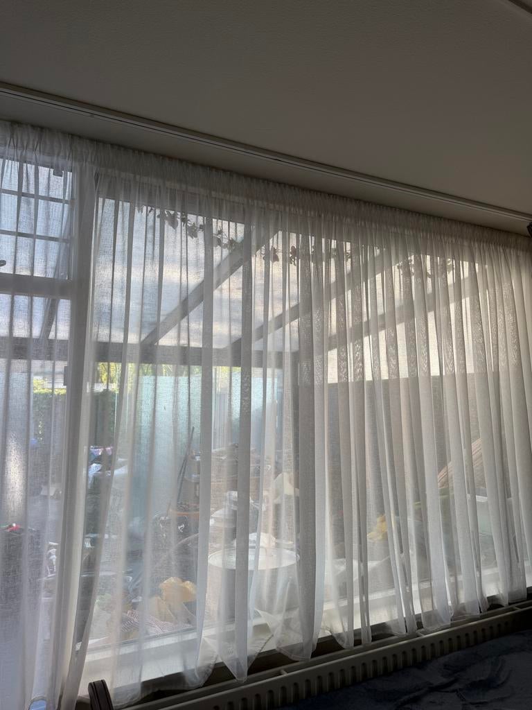 Witte vitrage gordijnen - Lichtdoorlatend en sfeervol, Ophalen, Gebruikt, Wit, 200 cm of meer