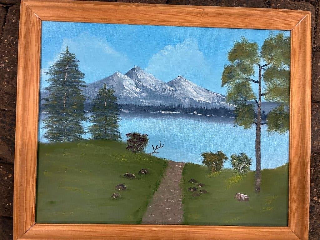 Schilderij in Bob Ross stijl, Ophalen, Zo goed als nieuw, Schilderij, Minder dan 50 cm