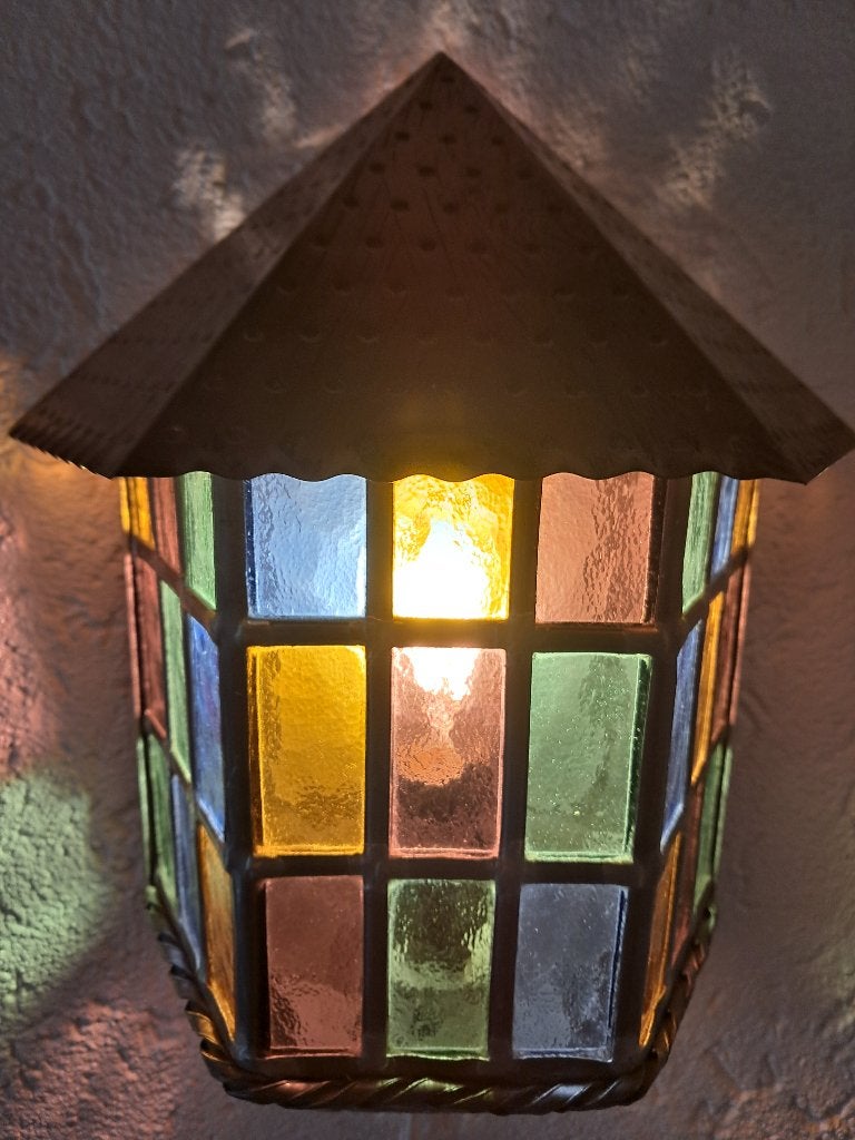 Nieuwe kleurrijke glas in lood wandlamp, E14 (klein), Nieuw, Ophalen of Verzenden, Glas