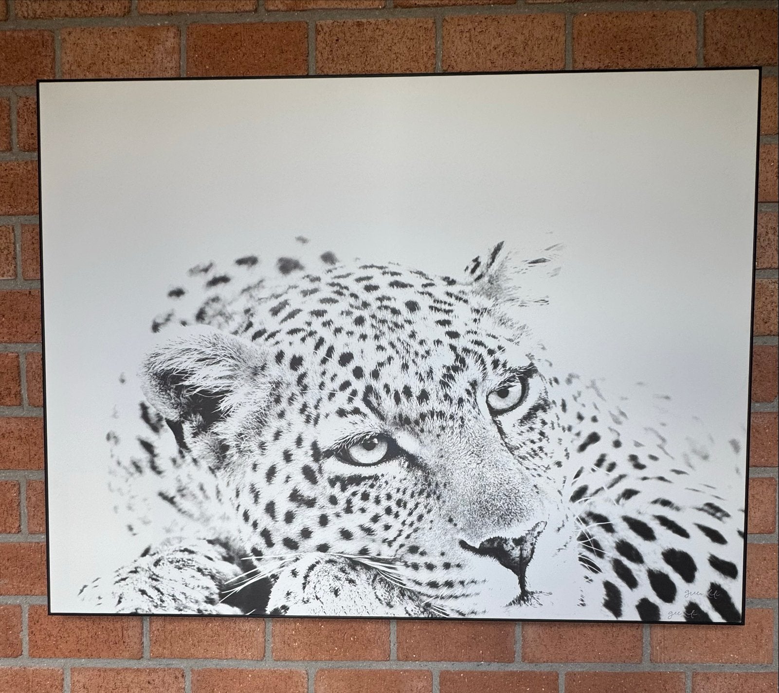 Canva Schilderij Panter Zwart Wit met Zwarte Rand, Ophalen, Zo goed als nieuw, Schilderij, 100 tot 125 cm