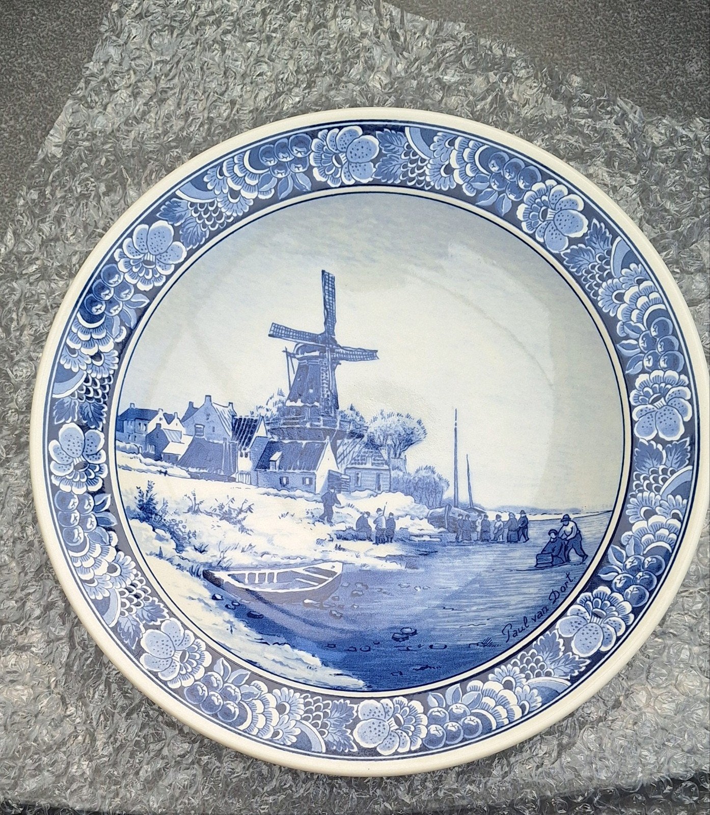 Delfts Blauw Wandbord "Bevroren Rivier" Royal Goedewaagen, Ophalen of Verzenden