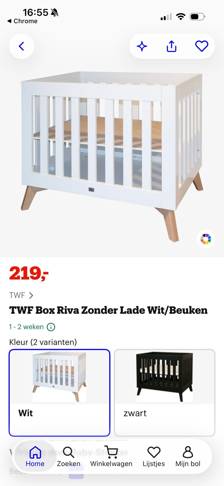 TWF Box Riva Wit/Beuken in nette staat (gedemonteerd), Ophalen, Gebruikt, Minder dan 140 cm, Minder dan 70 cm