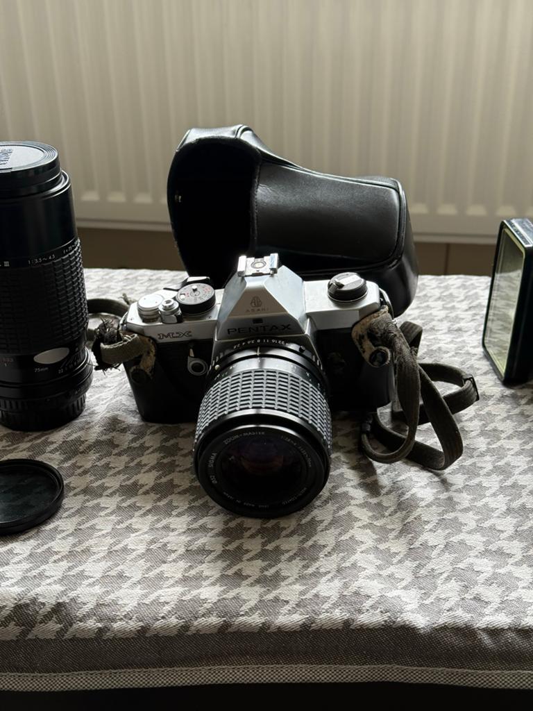 Pentax camera met complete set lenzen, flitser en tas, Ophalen of Verzenden, Zo goed als nieuw, Spiegelreflex, Pentax