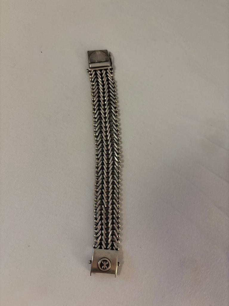 Vintage Zilveren Schakelarmband - Good Times, Ophalen of Verzenden, Gebruikt, Zilver