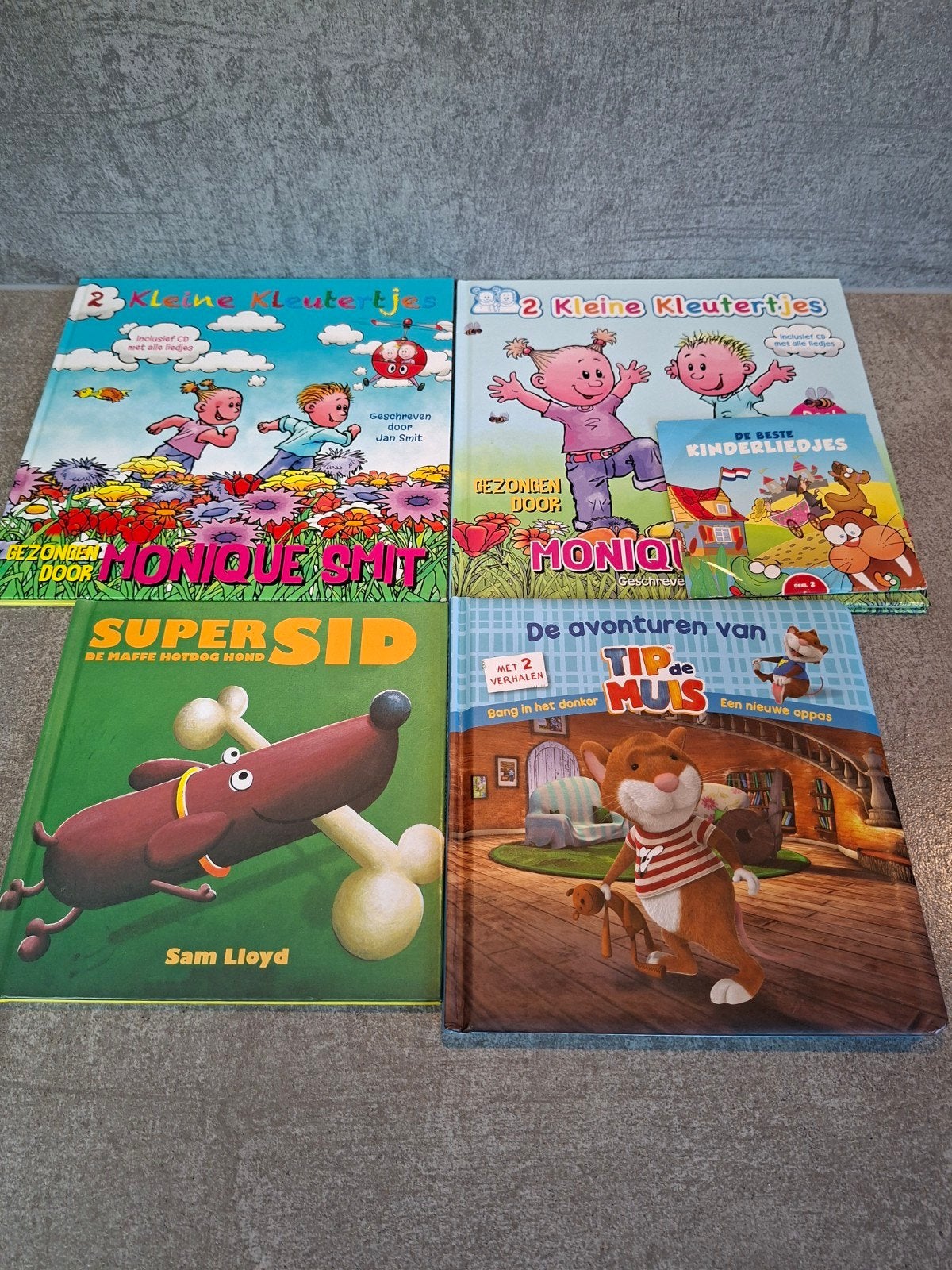 4 Kinderboeken: 2 Kleine Kleutertjes, Super Sid, Tip de Muis, Monique Smit, Jan Smit, Sam Lloyd, Fictie algemeen, Jongen of Meisje