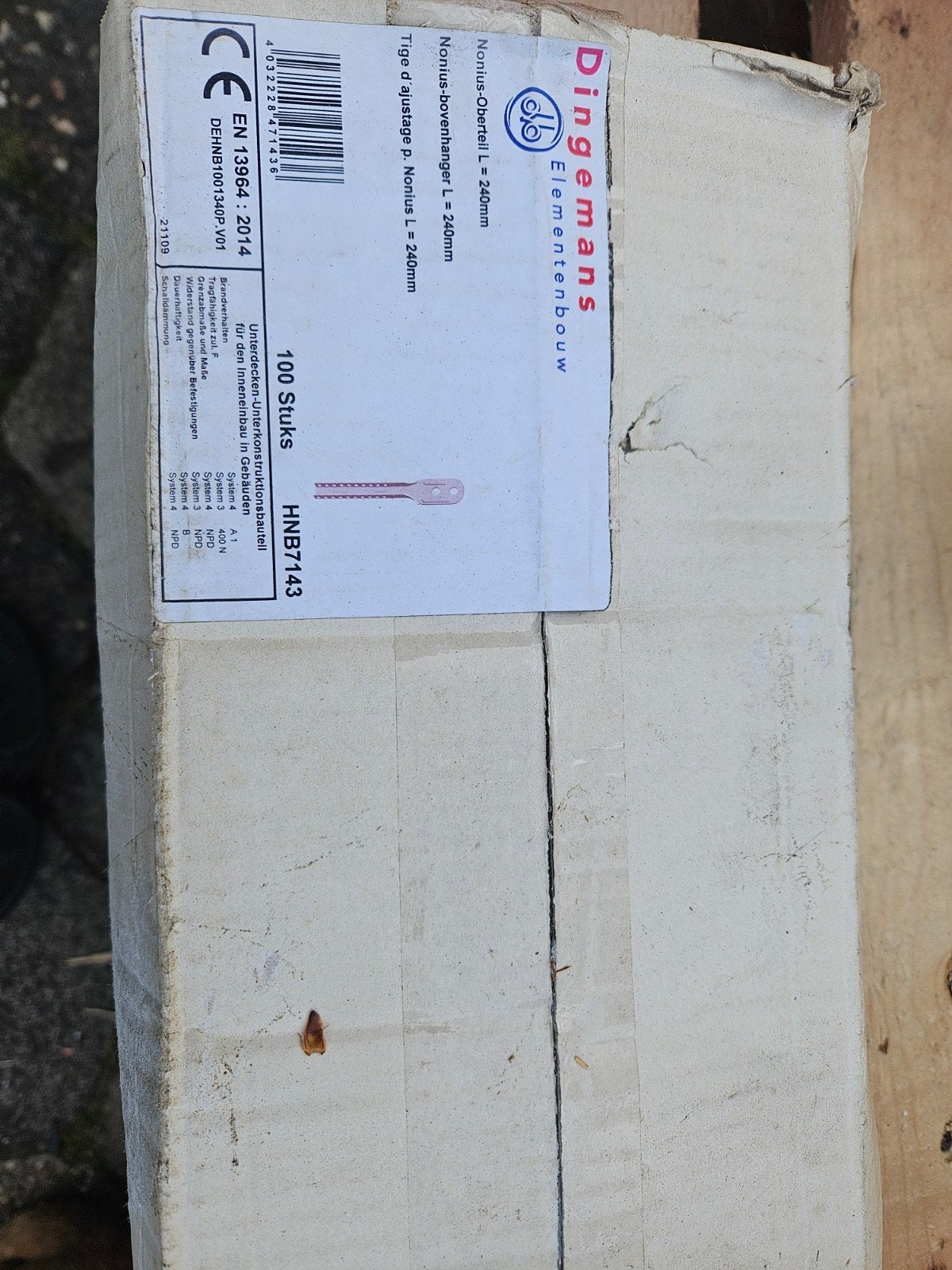 Dingemans Nonius-bovenhanger L=240mm (100 stuks), Ophalen of Verzenden, Nieuw
