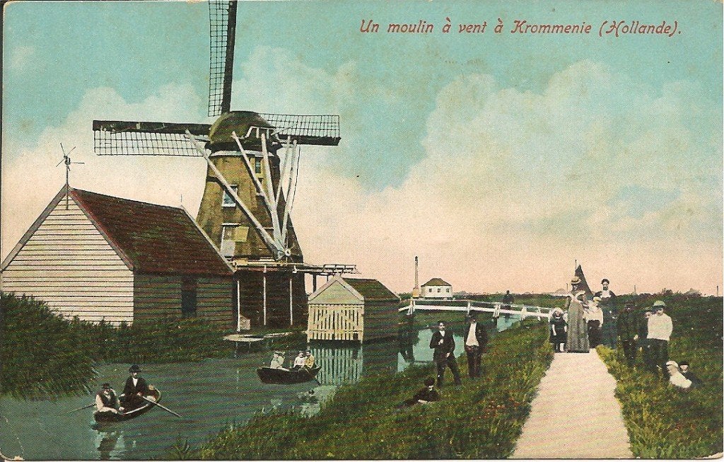 Oude ansichtkaart: Windmolen in Krommenie (Holland), Ophalen of Verzenden, Voor 1920, Gelopen, Zuid-Holland