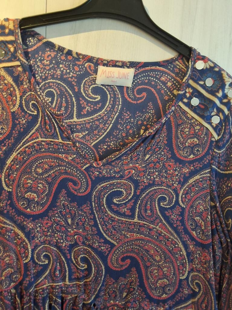 Miss June Ibiza Tuniek / Korte Jurk met Paisley Print, Kleding | Dames, Jurken, Maat 38/40 (M), Blauw, Miss June, Ophalen of Verzenden