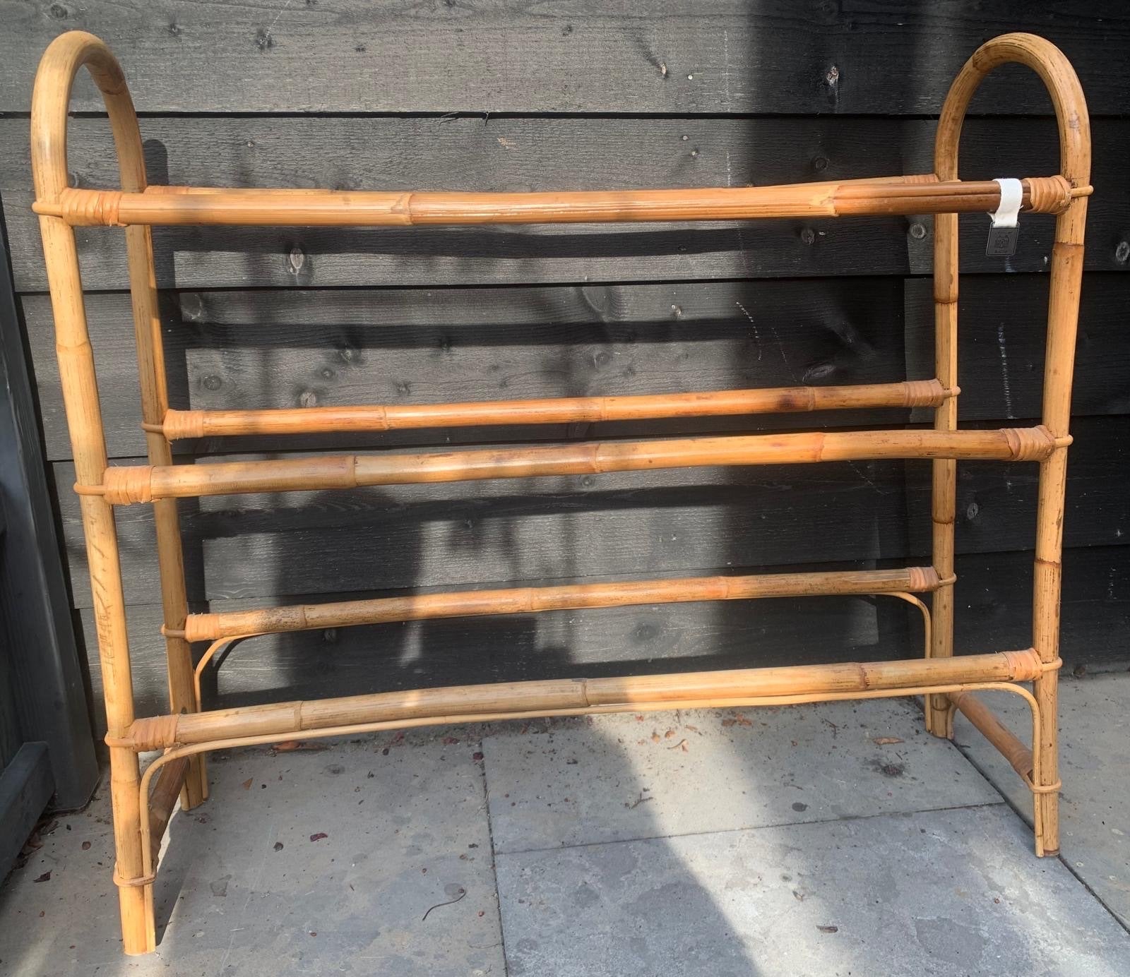 Vintage bamboe handdoekenrek / kledingrek, Ophalen, Gebruikt